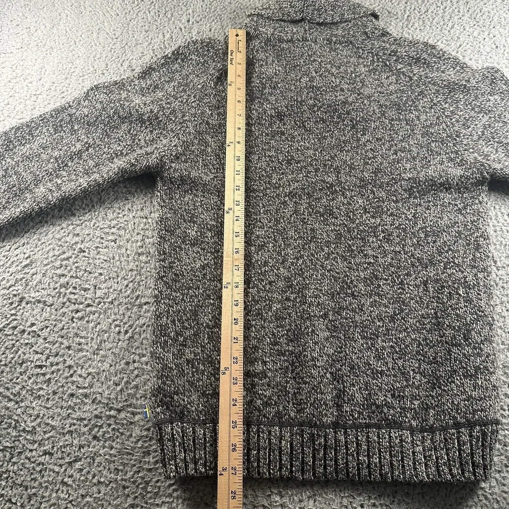 Fjallraven Lada Sweater Mens M Gray Button Shawl Collar Chunky Knit Pullover
